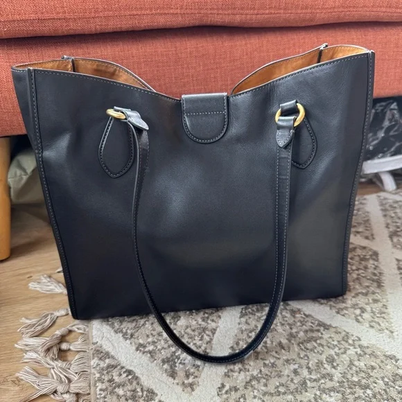 Coach Black Leather Theo Tote - Picture 3 of 9